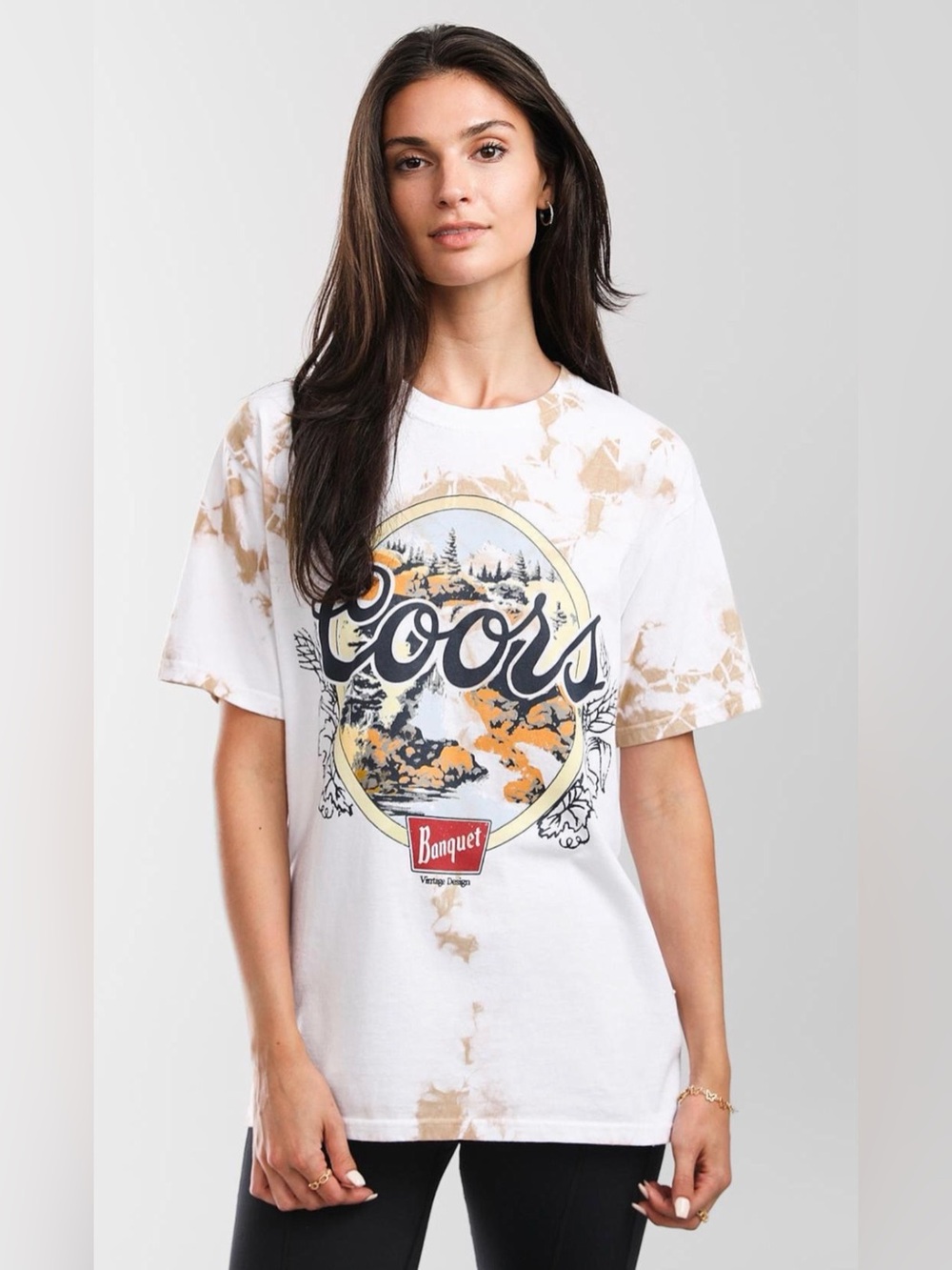 Recycled Karma ODDPEOPLE Coors Graphic Tie-Dye Tee - White & Tan